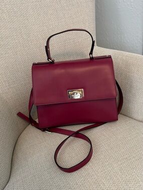 kate spade Red Leather Top-Handle Satchel with Gold Hardware